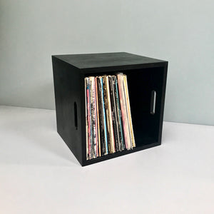 "Black Magic" India Ink Colored Oak 12 inch Vinyl Storage Box
