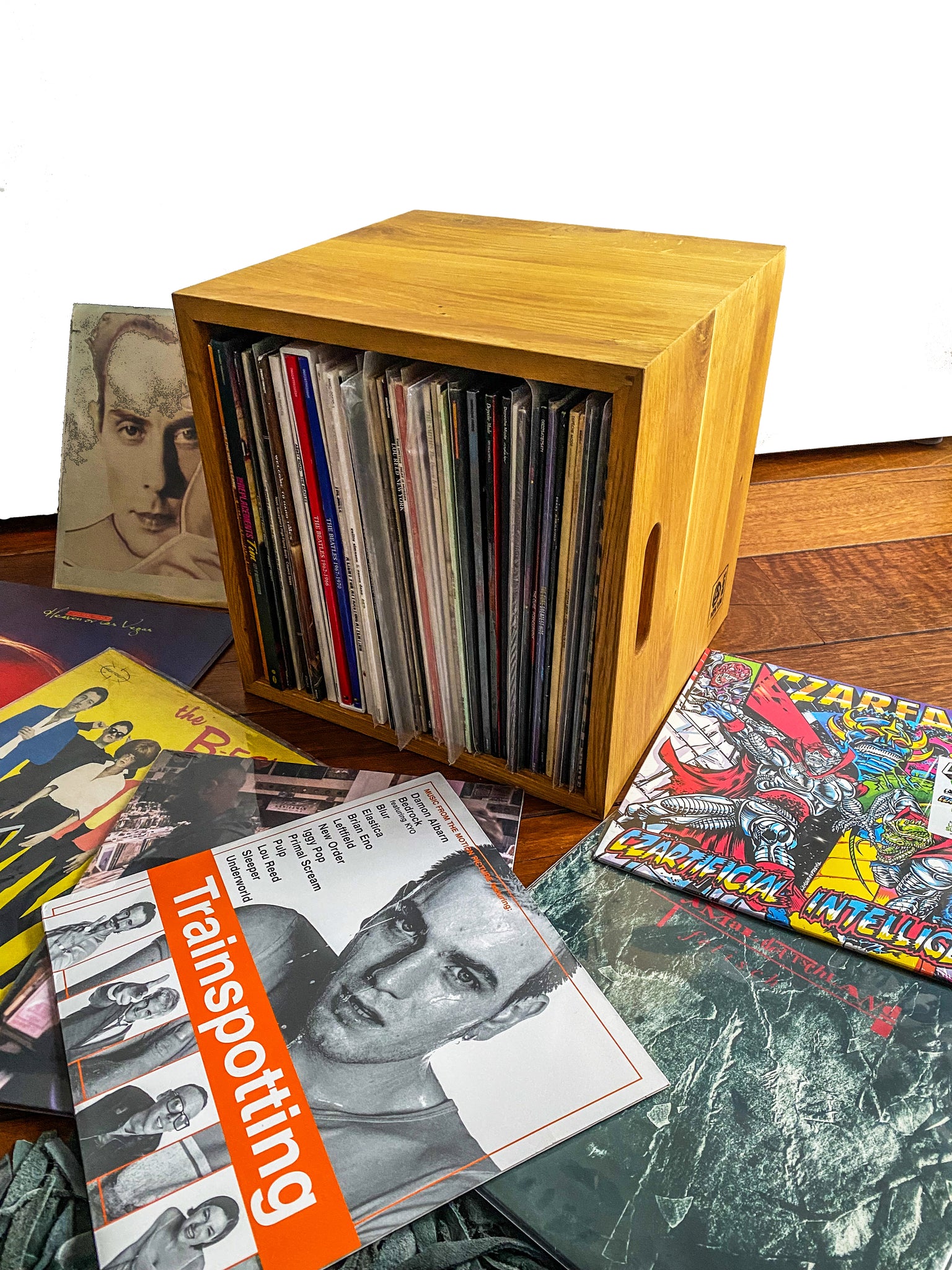 aufbewahrung 12 inch papier Aufbewahrungsbox für 12-Zoll-Schallplatten aus geölter Eiche – Music Box Designs