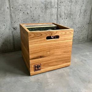 Oiled Oak 12 Inch Vinyl Storage Box