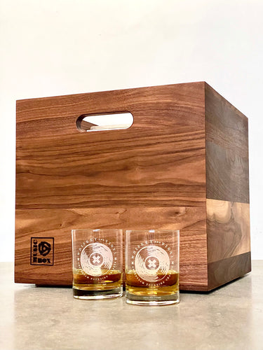 'The Walnut Pairing'- Walnut Vinyl Storage and Whiskey and Vinyl Drinking Glass Set- SOLD OUT