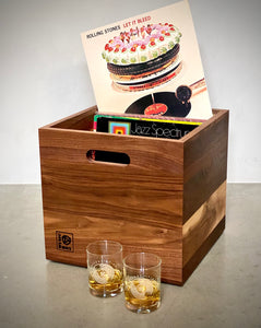 'The Walnut Pairing'- Walnut Vinyl Storage and Whiskey and Vinyl Drinking Glass Set- SOLD OUT