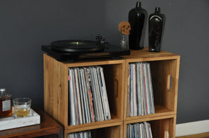 Oiled Oak LP Storage Box