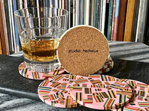 Limited Edition -Whiskey and Vinyl Laser Engraved Oak LP Storage Box with handmade White Epoxy Resin Coaster Gift Set- SOLD OUT